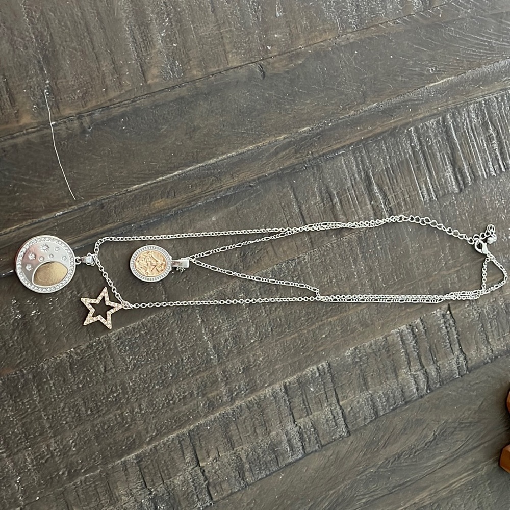 silver and gold layered necklace